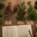 Plante poivrier rameaux et baies sur table