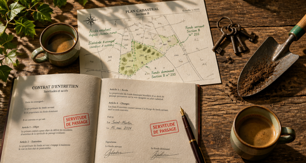 servitude de passage entretien plan cadastral contrat clés