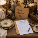 Vide maison dans le 81, objets et formulaire Cerfa sur table