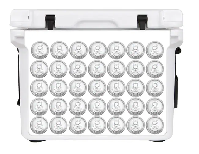 white ranger cooler 25 with slim cans inside