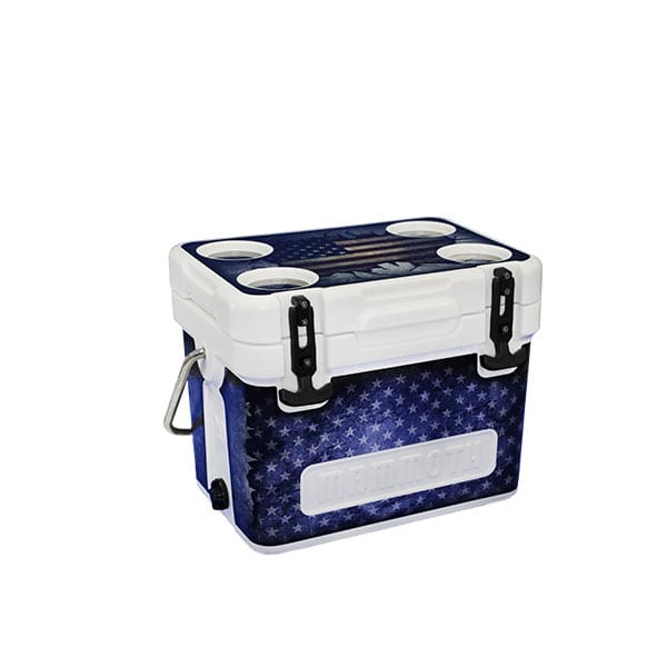 top and side view cruiser cooler with flag top and stars print