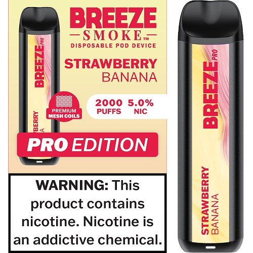 BREEZE PRO 2000 STRAW BANANA NEW 10CT