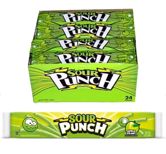 SOUR PUNCH STRAWS APPLE 24CT