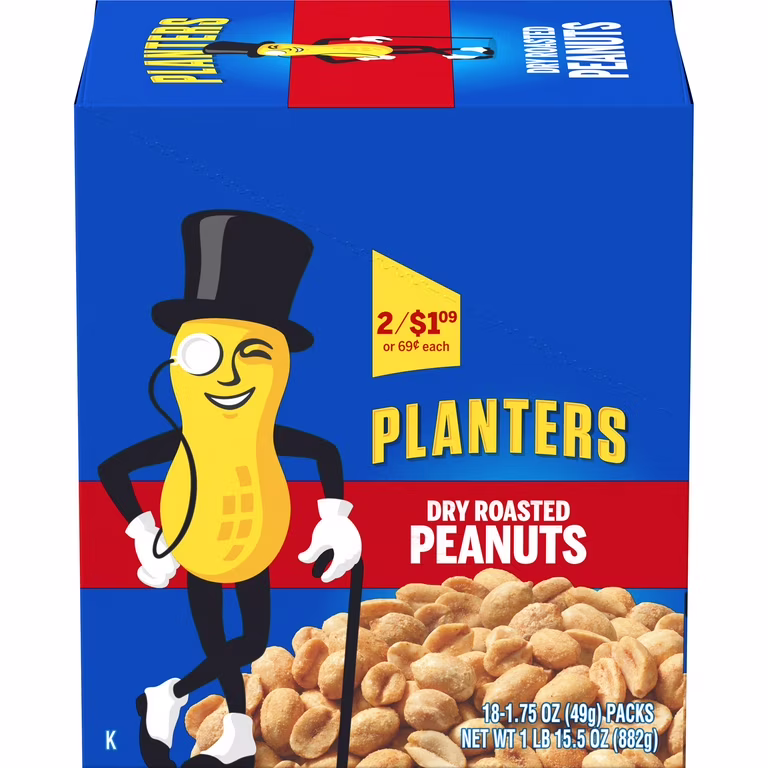 PLANTERS DRY ROASTED PEANUTS 18CT