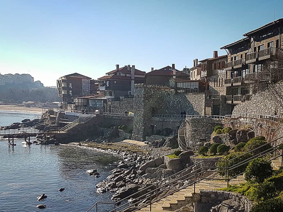 The coastal town of Sozopol, Bulgaria with its ancient fortress walls.