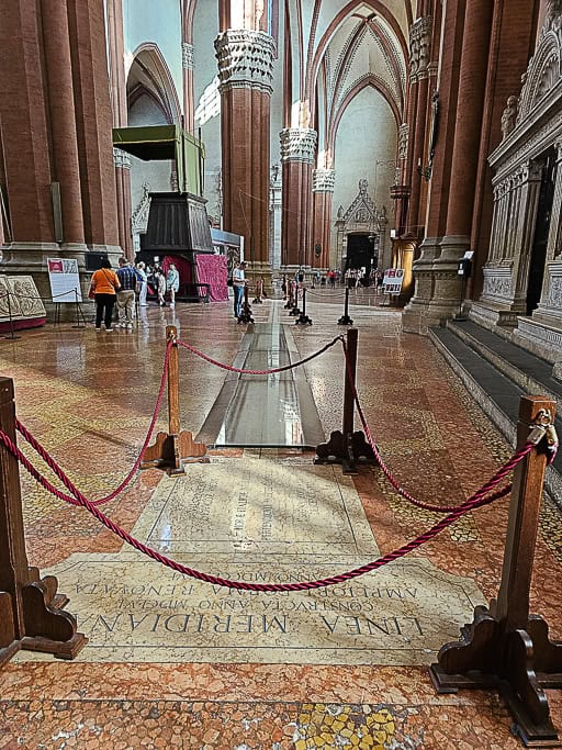 Step into the Basilica of San Petronio to take a picture of the longest sundial in the world