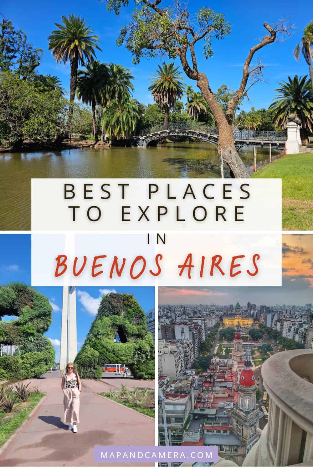 Best places to explore in Buenos Aires over a collage of photos from Buenos Aires