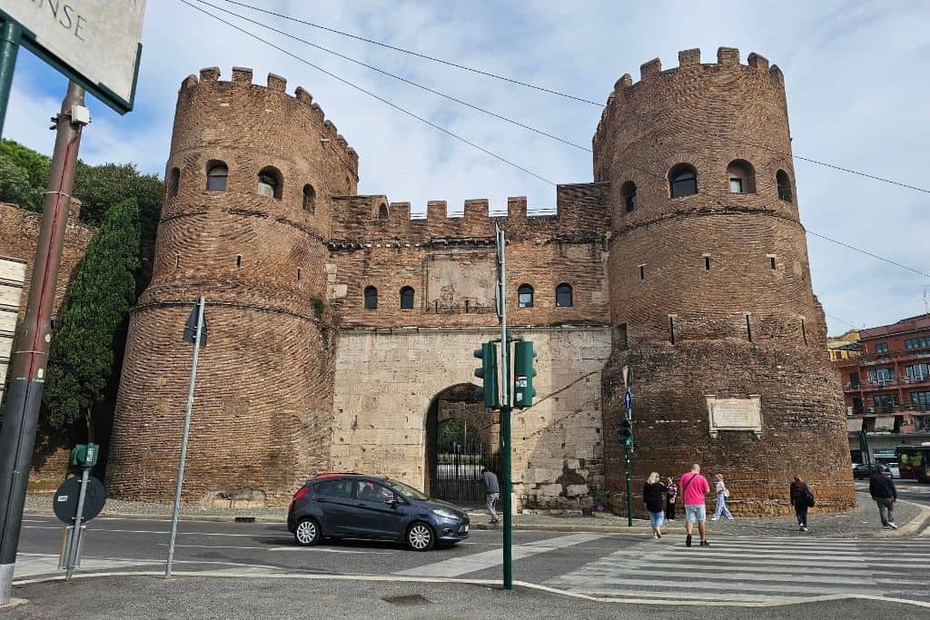 Porta San Paolo in Rome, the gateway to reach Ostia Antica by public transport.