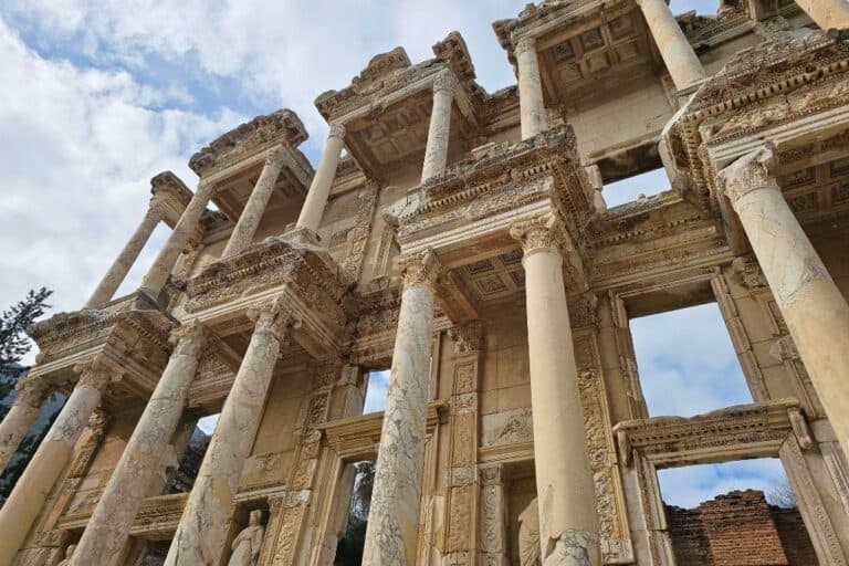 The iconic Library of Celsus in Ephesus, one of the best-preserved ancient Roman ruins near Selçuk, Turkey, a must-visit destination for history enthusiasts.