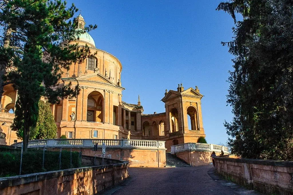 Sanctuary of the Madonna di San Luca on Colle della Guardia hill — easily reachable from Bologna Centrale via public transport or scenic portico walk.