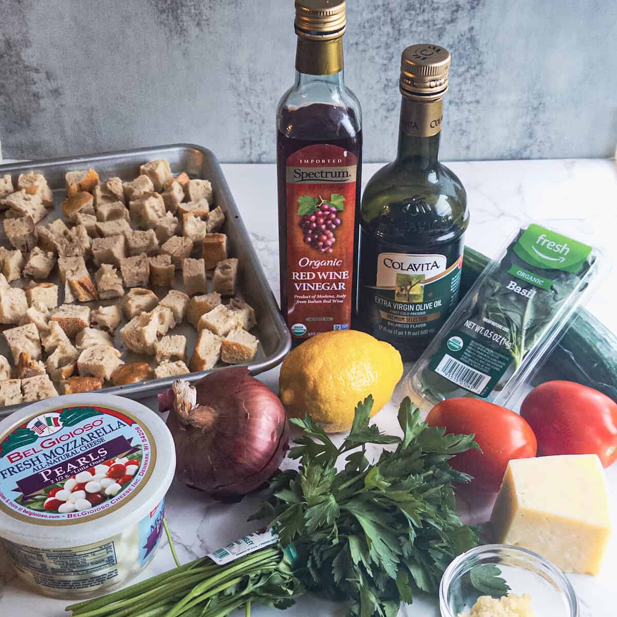 Panzanella salad ingredients