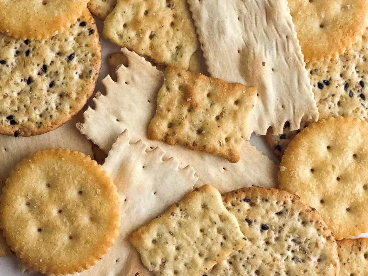 Assortment of best crackers for charcuterie board.
