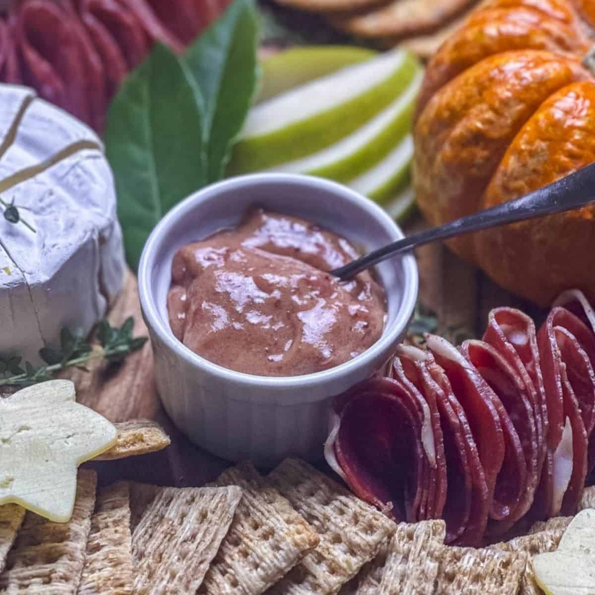 Cranberry mustard on a charcuterie board.