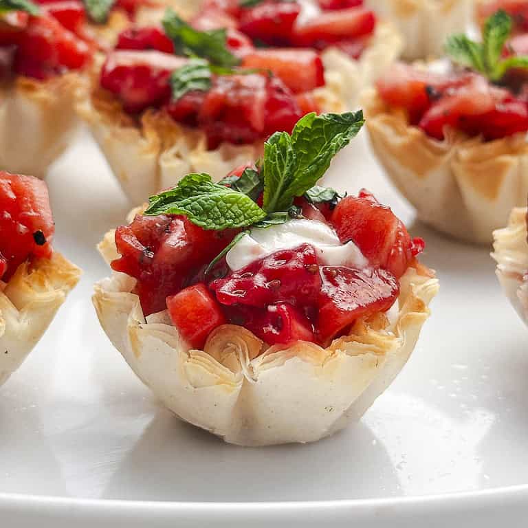 Goat Cheese Phyllo Cups with Balsamic Strawberries