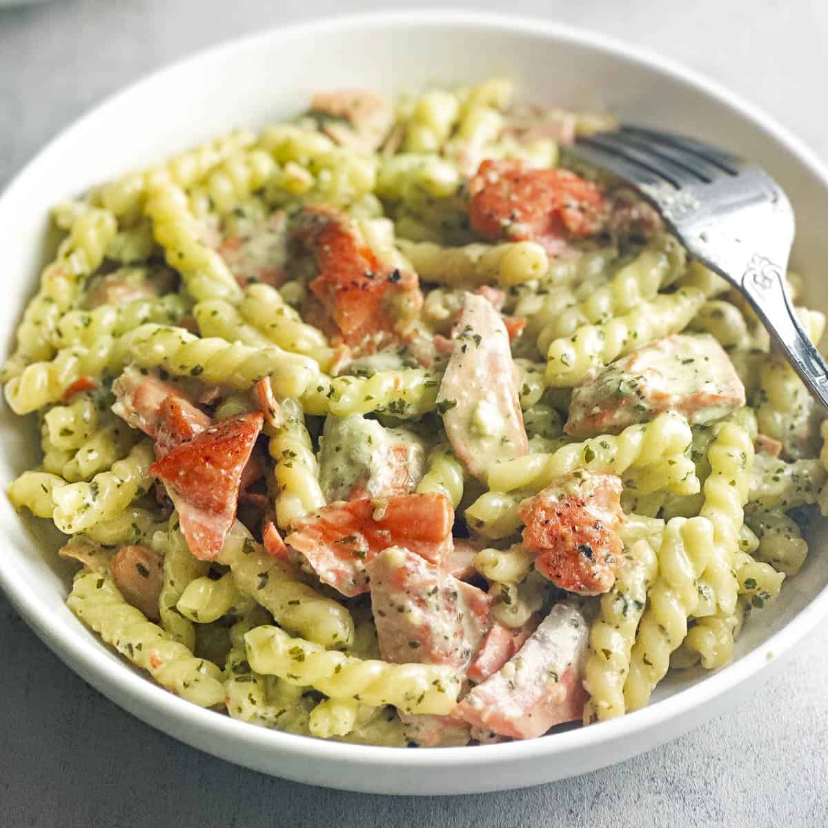 Creamy Pesto Salmon Pasta