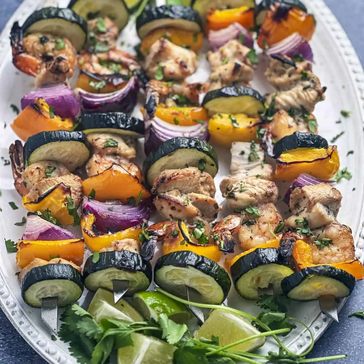 Shrimp and Chicken Skewers with Lime Cilantro Marinade
