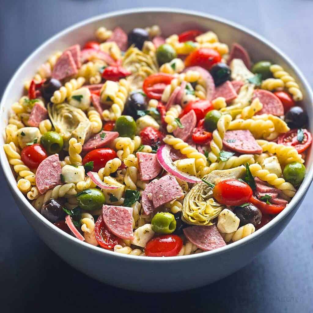 Antipasto Pasta Salad with Smoked Mozzarella