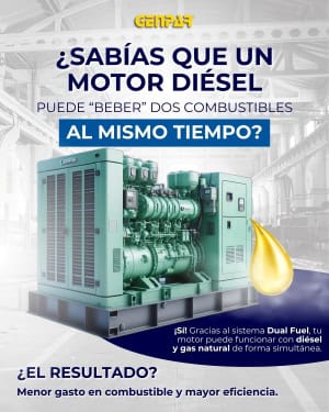 Moto diésel industrial eficiente con sistema Dual Fuel para mayor ahorro y rendimiento en operaciones de maquinaria.