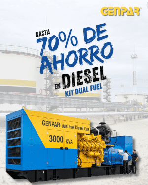 Generador de diesel de alta potencia con tecnología dual fuel, con capacidad de 3000 KVA, ideal para proyectos industriales y de construcción, ahorro de hasta 70% en combustible.