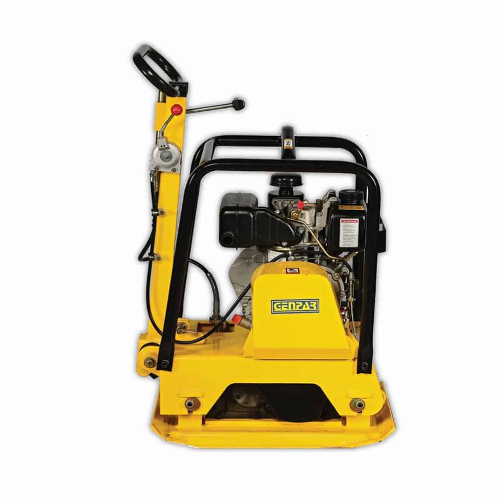 MaquinariasPro, máquina vibratoria compacta amarilla para construcción y trabajos de asfalto, ideal para obras de movimiento de tierra y compactación de superficies.