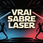 Illustration centrale vrai sabre laser Star Wars côté lumineux obscur