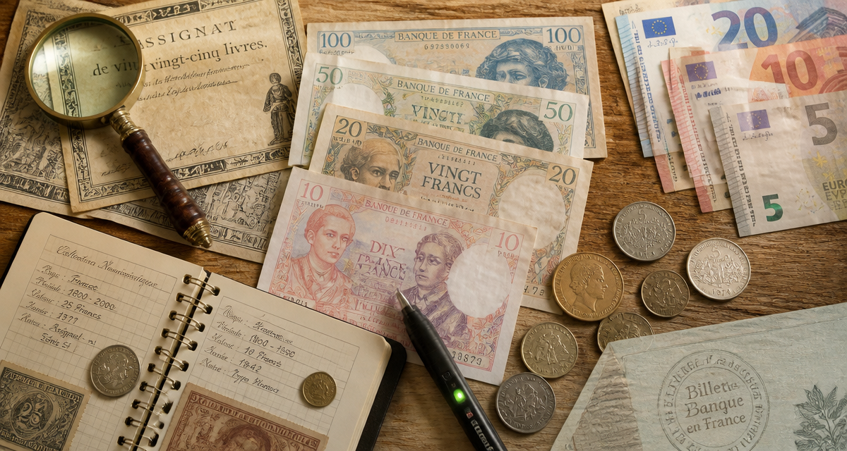 billet de banque france anciens et modernes sur bureau
