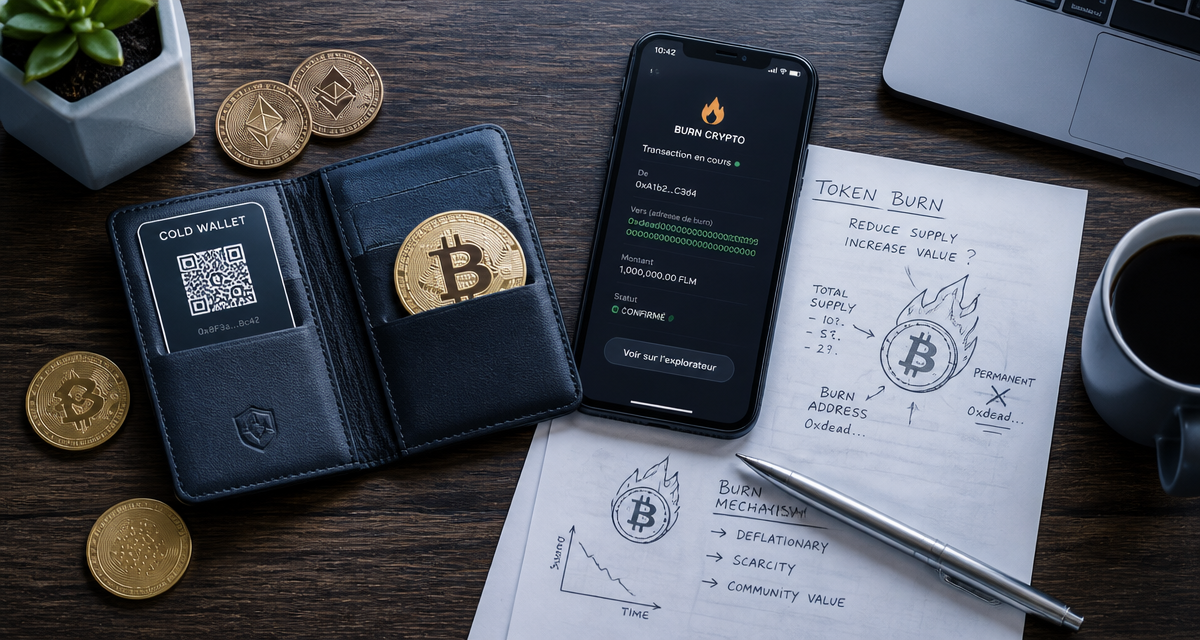 burn crypto portefeuille physique smartphone