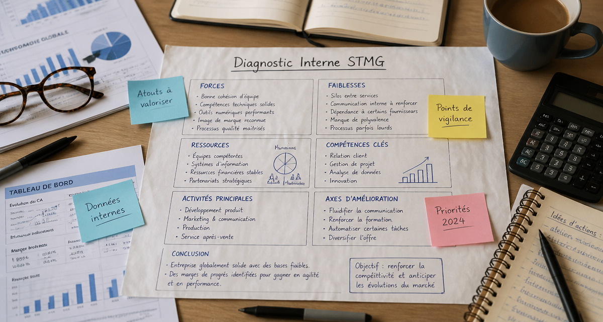 diagnostic interne stmg tableau rempli sur bureau