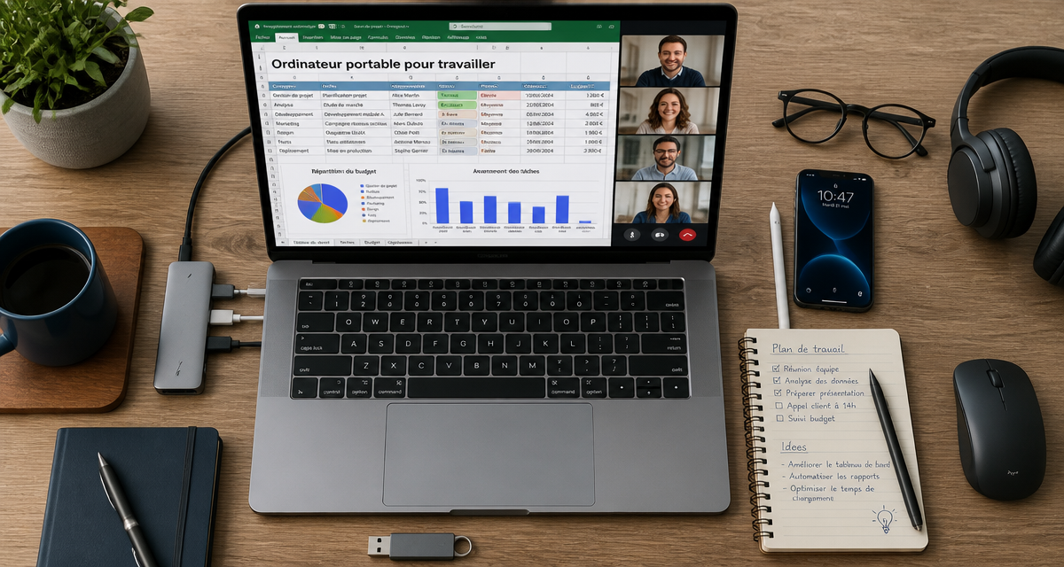 Ordinateur portable pour travailler sur bureau moderne