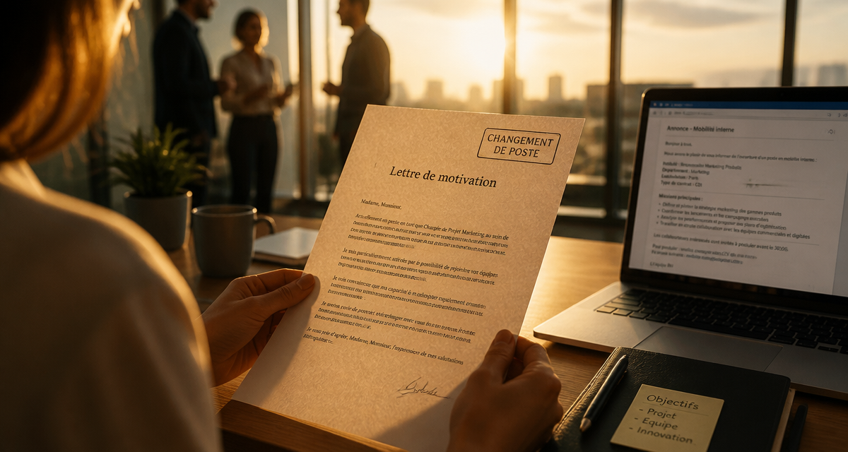 lettre de motivation pour changement de poste sur bureau moderne
