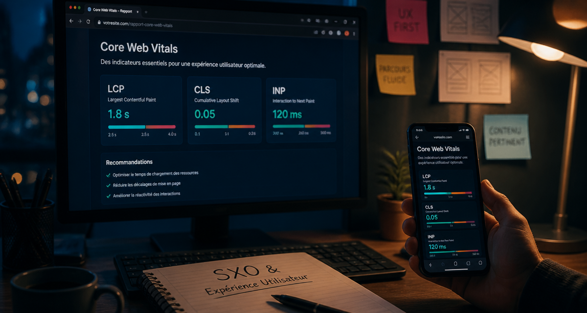 SEO UX sur écran avec Core Web Vitals