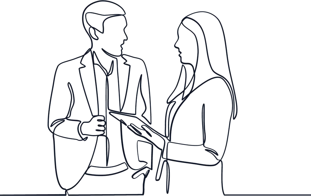 Two business professionals shaking hands in a modern office setting.