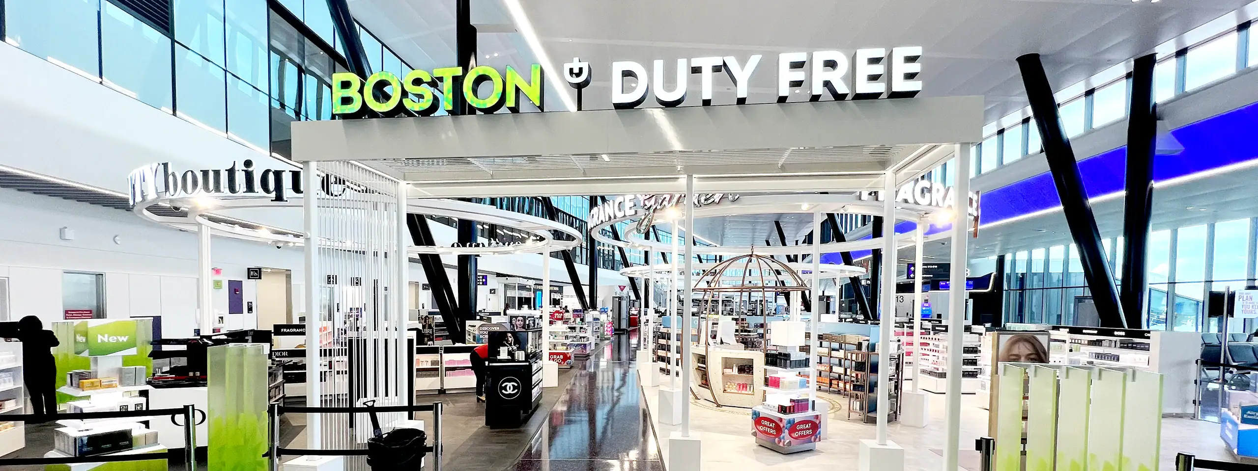 Boston Duty Free storefront at Boston Logan International Airport