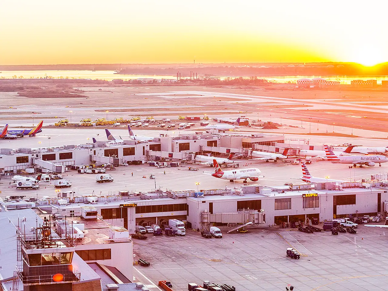 Philadelphia International Airport (View from above, outside airport apron)