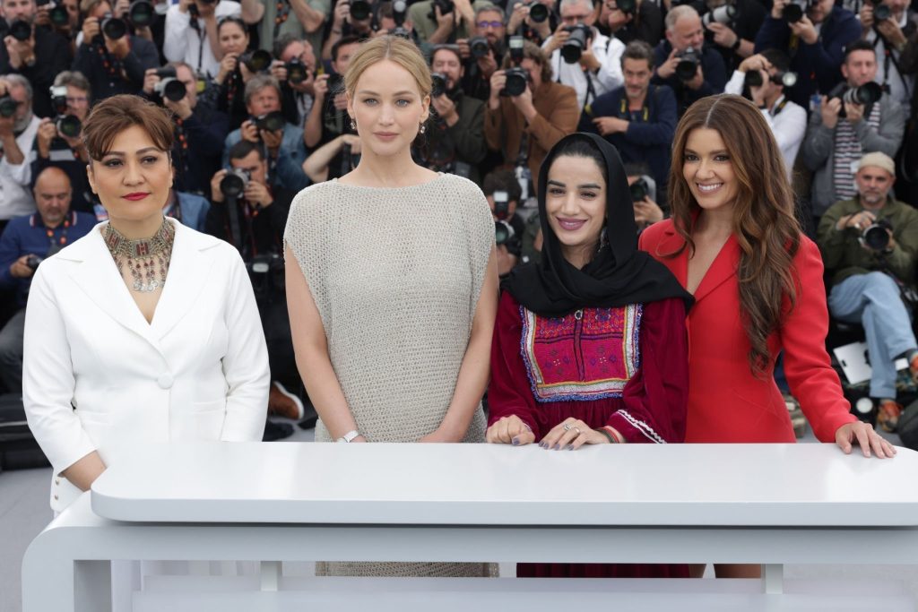 Jennifer Lawrence Spotted for the Photocall of Sahra Mani’s Documentary 'Bread and Roses' at the 76th Annual Cannes Festival