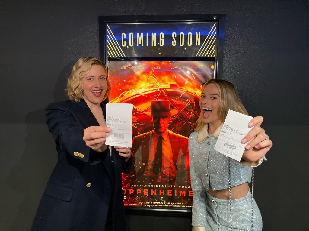 Greta Gerwig and Margot Robbie Show Their Ticket to Attend 'Oppenheimer'