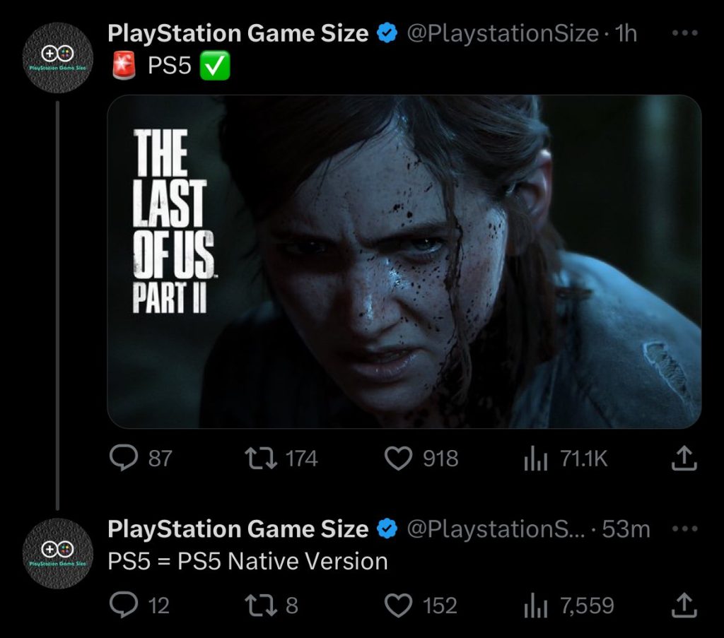 The Last of Us Part II native PS5 version