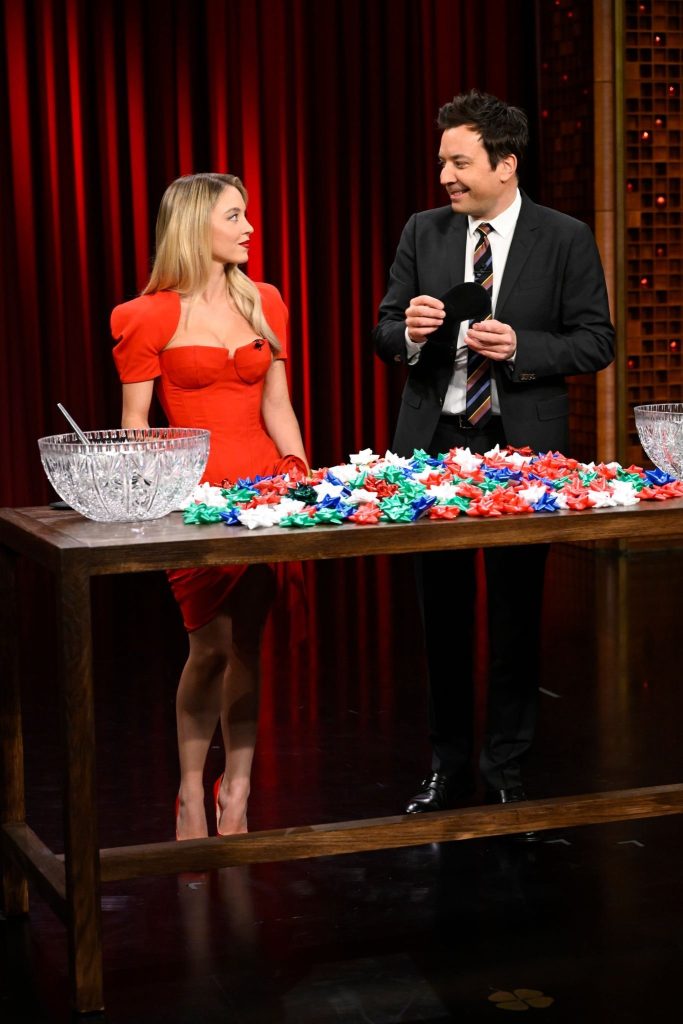 Sydney Sweeney Appears on The Tonight Show Starring Jimmy Fallon to Promote 'Anyone But You'