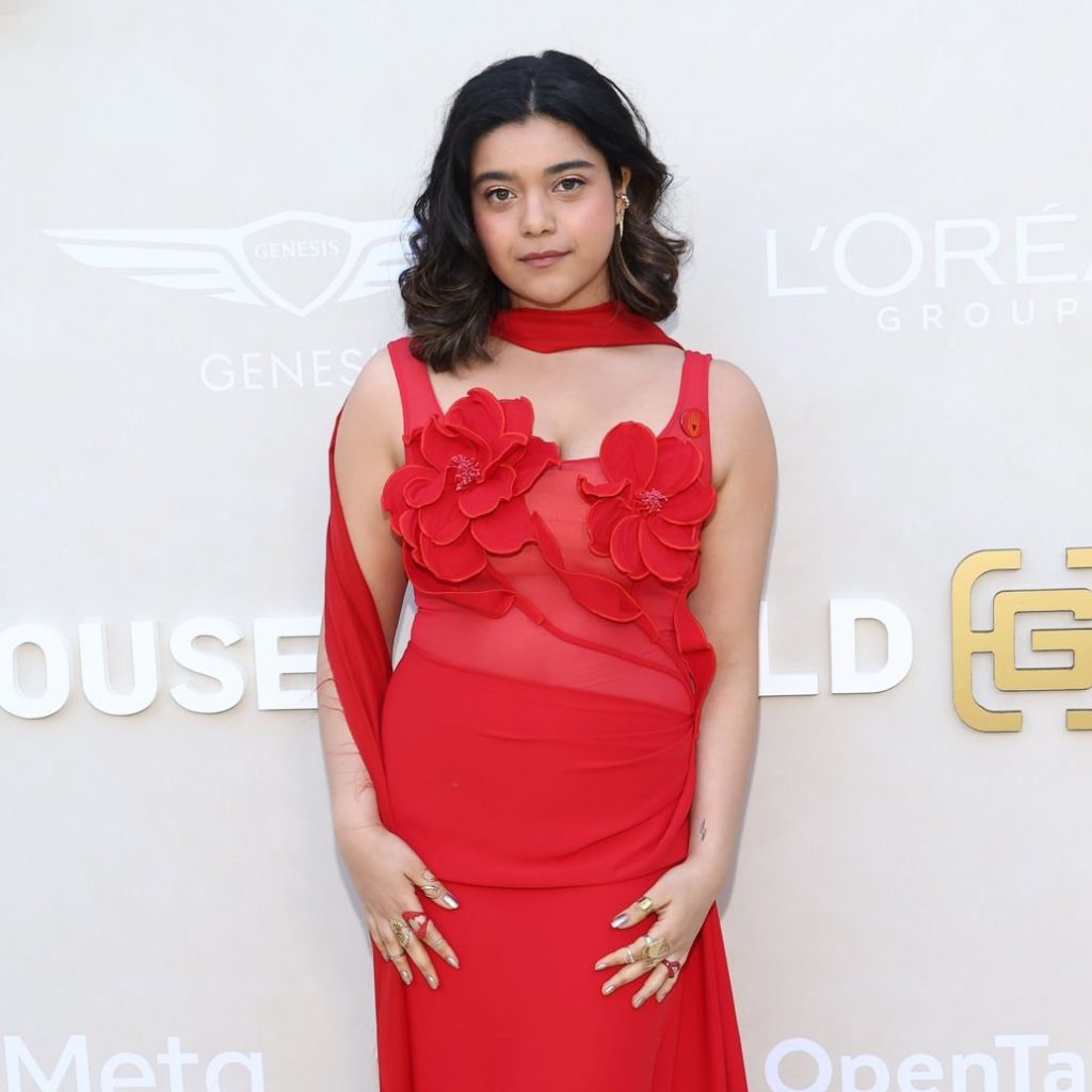 Iman Vellani Wears Artists4Ceasefire Red Pin at 2024 Gold Gala in Los Angeles