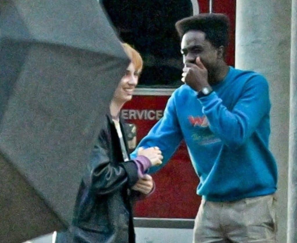 Maya Hawke and Caleb McLaughlin on the Hawkins Memorial Hospital Set of Stranger Things Season 5