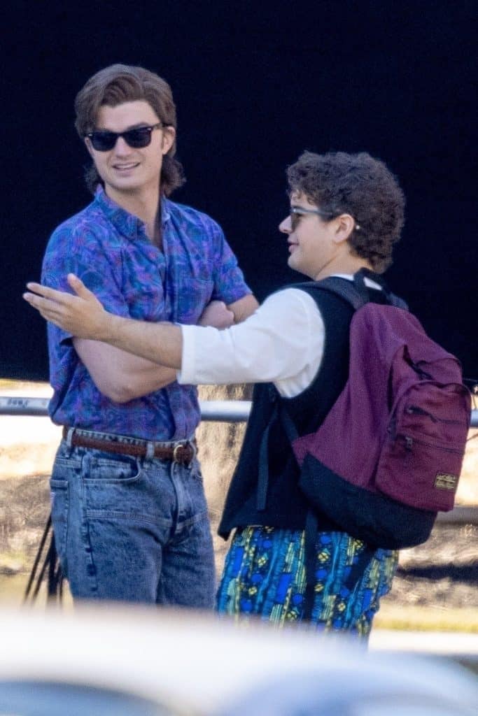 Joe Keery and Gaten Matarazzo filming Stranger Things 5