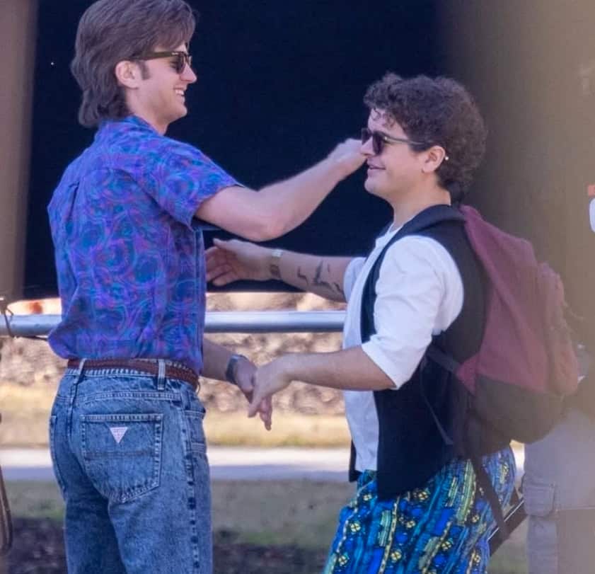 Joe Keery and Gaten Matarazzo filming Stranger Things 5