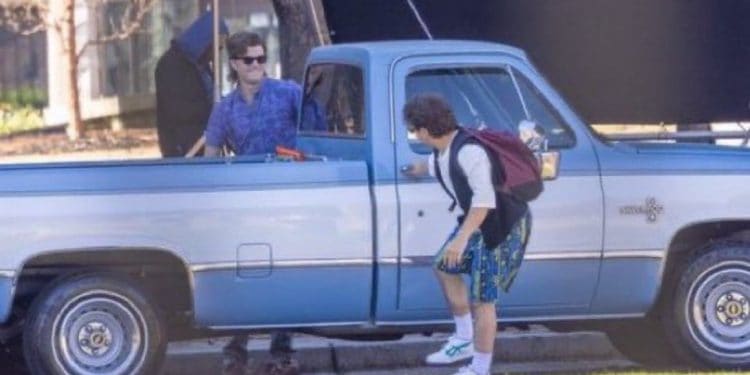Joe Keery and Gaten Matarazzo filming Stranger Things 5