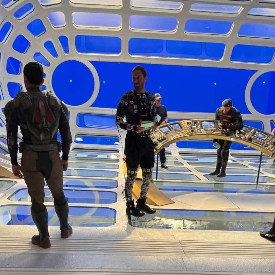 The first behind-the-scenes image of Ebon Moss-Bachrach, Danny Ramirez, and Wyatt Russell on the set of Avengers: Doomsday has been revealed.