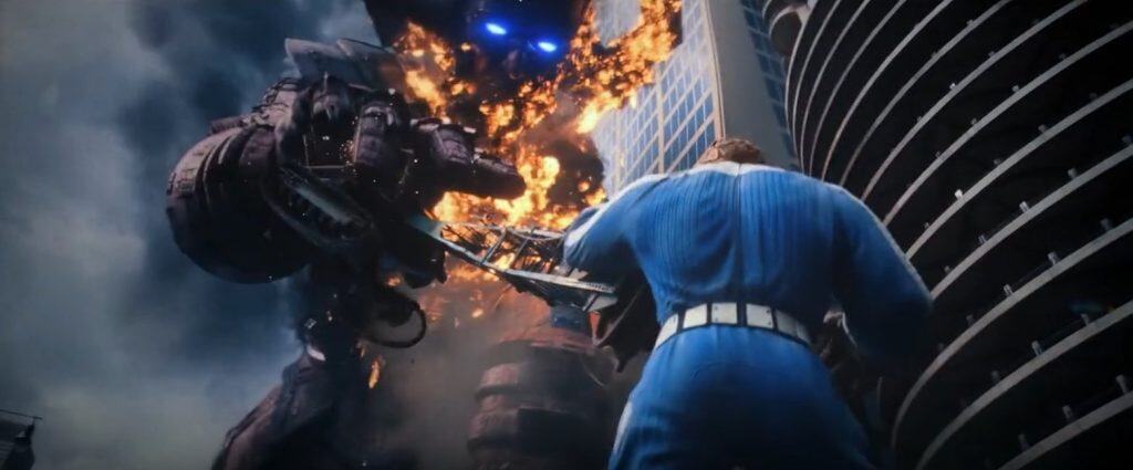 New images reveal Galactus (Ralph Ineson) in an epic battle against the Fantastic Four on Earth-828 in Marvel’s The Fantastic Four: First Steps.