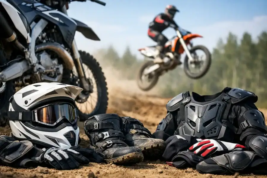 Motocross utrustning som håller när det smäller