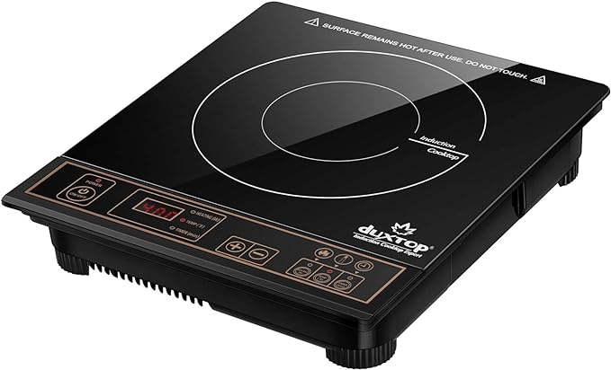 Induction cooktop for fast efficient cooking with sleek black design digital controls and safety features ideal for home kitchens and professional culinary use