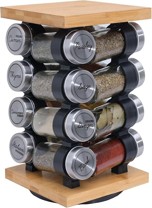Ground spices and herbs in a spice rack for healthy meals   cumin parsley thyme sage cinnamon ginger basil ideal for enhancing nutritious cooking at Meals in Motion