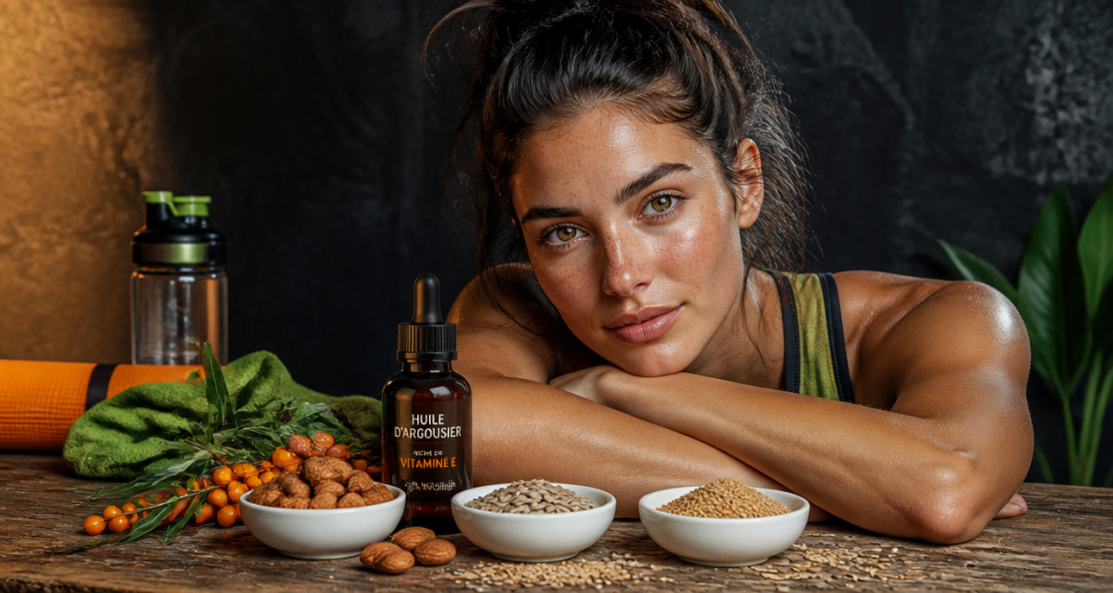 Bienfaits vitamine E pour la peau jeune femme et ingrédients naturels