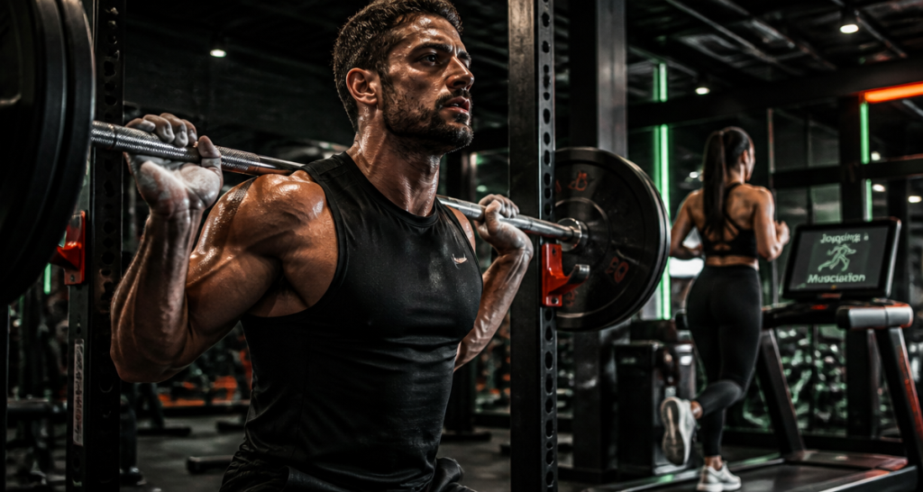 jogging et musculation homme femme salle de sport